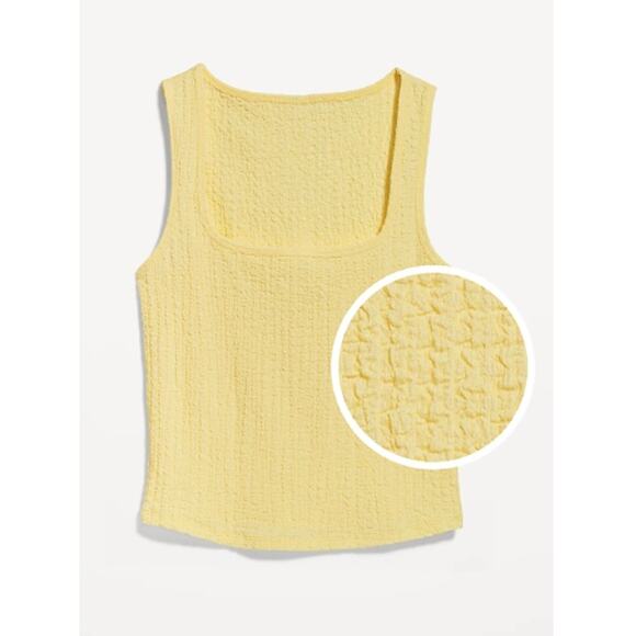 Old Navy Womens Evanescent Yellow Square-Neck Textured Tank Top NEW XL - Picture 3 of 5